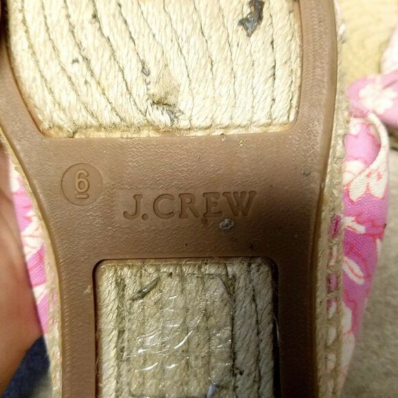 J. Crew Womens   Size 6 Pink  Fabric Slide Floral Espadrille Sandals - Picture 9 of 10